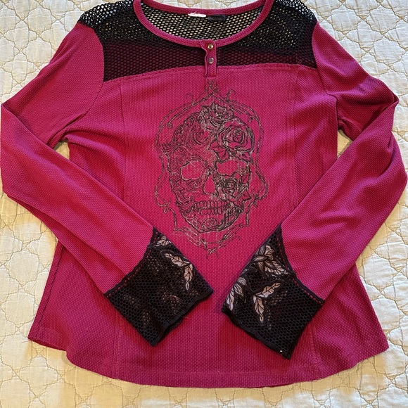 Harley-Davidson two piece set. Long sleeved raspberry colored shirt and jacket - Picture 2 of 11